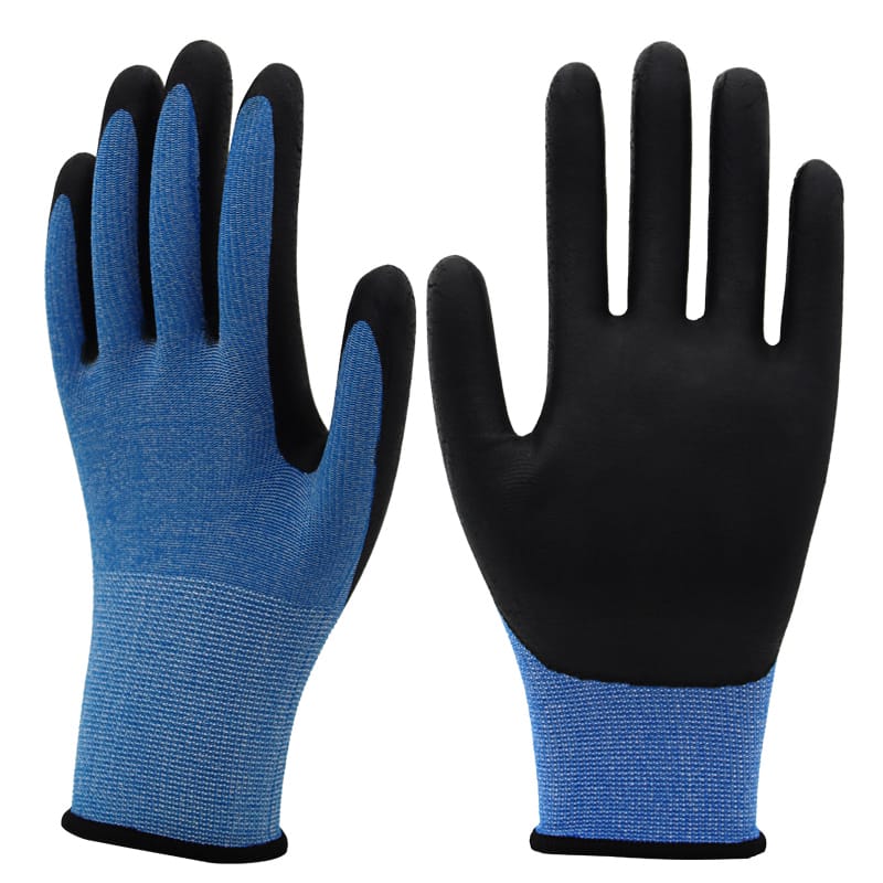 15g lớp lót nylon & spandex, nitrile xốp màu đen phủ lòng bàn tay (4)