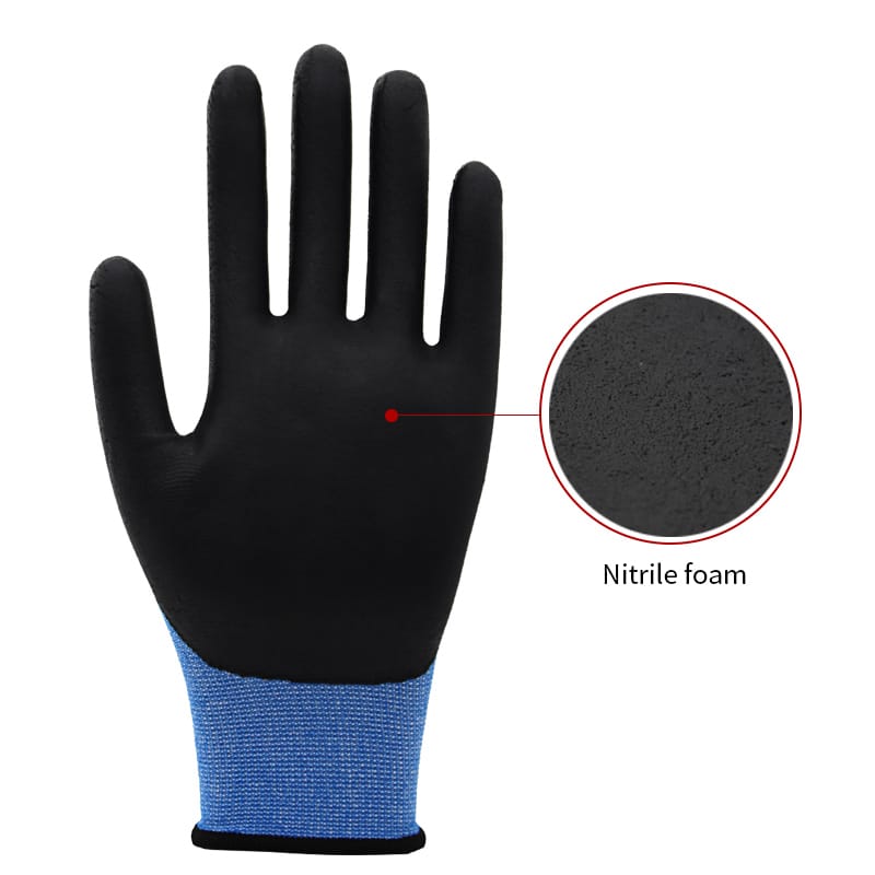 15g nylon en spandex voering, handpalm gecoat zwart nitrilschuim (5)