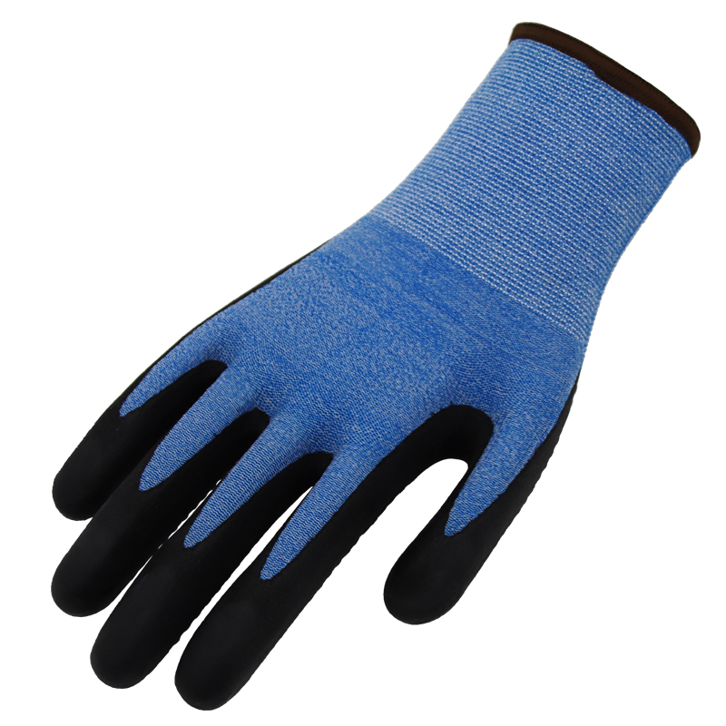 15g liner nilon & spandeks, busa nitril hitam berlapis telapak tangan, titik-titik di telapak tangan (6)